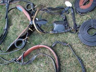   DRIVING CART HARNESS SADDLE LEATHER BLACK HORSE BRASS FITS CLOSEOUT
