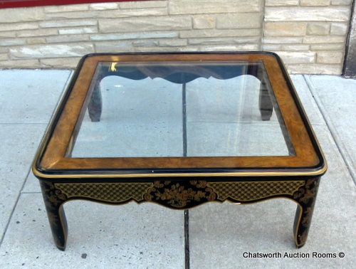 Drexel Heritage Et Cetera Glass Top Coffee Table 1980s  