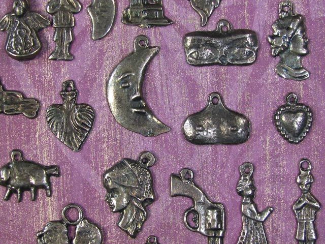 50 BEAUTIFUL ANTIQUED SILVER PATINA MILAGRO/EX VOTO SET