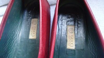 SZ 41 B 9 GUCCI RED LEATHER WOMANS MENS FLAT HORSEBIT LOAFERS SLIDE 