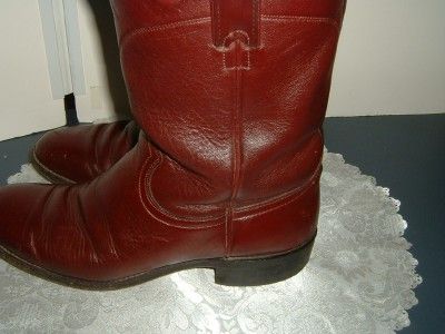 CHISHOLM 11 BURGUNDY ROPER BOOTS SIZE 9 1/2D  