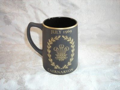 Wedgwood China Black Basalt Prince of Wales Investiture Mug made in 