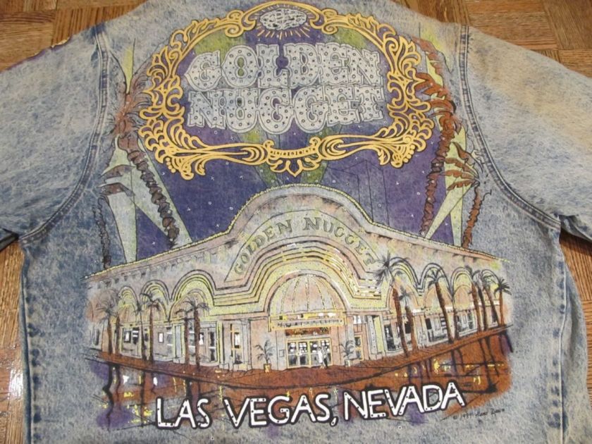 Tony Alamo GOLDEN NUGGET LAS VEGAS Denim Jean Jacket Sz Large L Vtg 