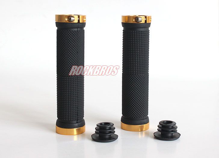 Bike MTB Ultralight Rubber Lock on Grips Golden  