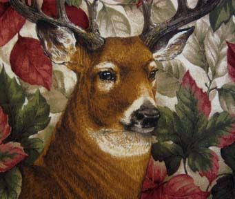 Wild American White Tail Buck Deer Woods Forest Hunting Cotton Fabric 