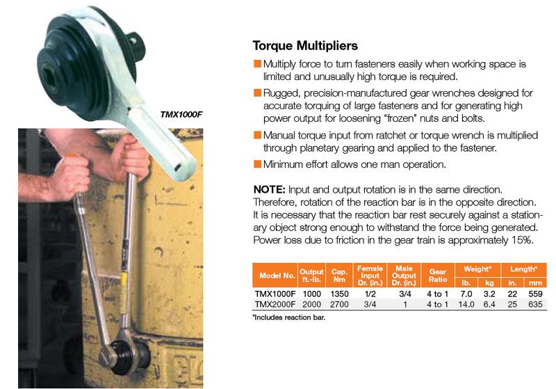 UTICA TORQUE MULTIPLIER TMX1000F 3/4 DRIVE  