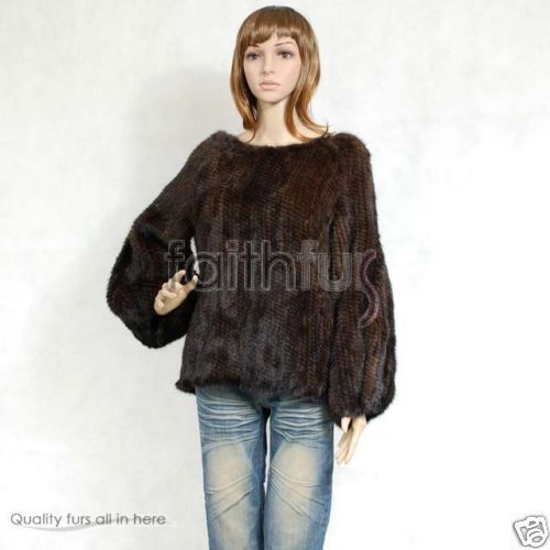 Mink Fur Knitted Jacket Pull on Coat/Cape/Poncho/Wrap  