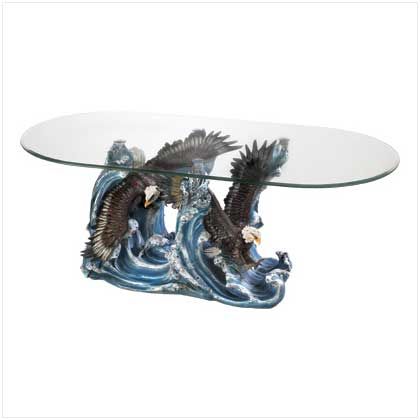 Decorative Themed Figure Round Glass Top Accent Table  