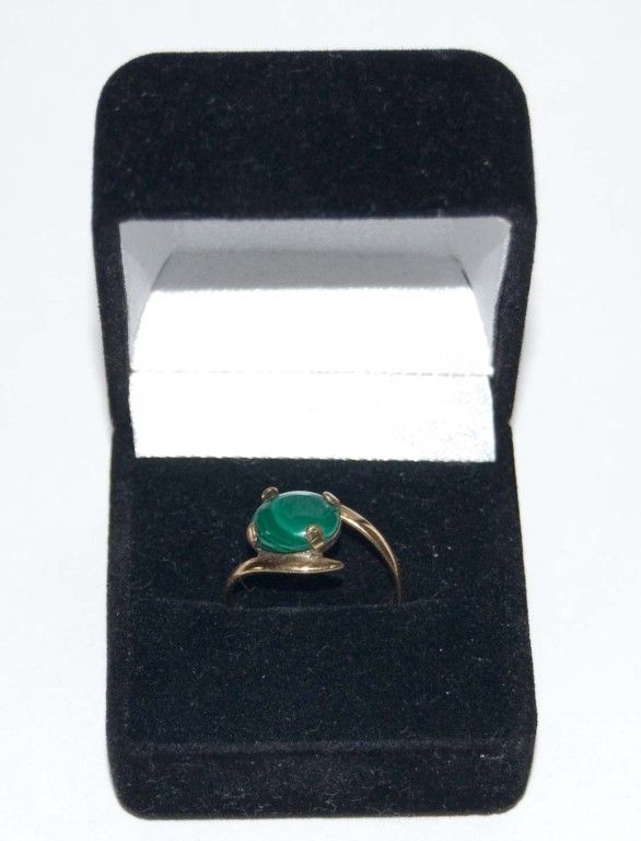 Vintage 10k Gold Filled Malachite Stone Ring Size 6 1/2  