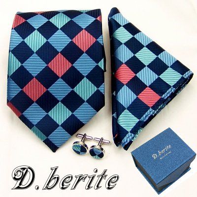 MEN NECK TIE NECKTIES HANKY CUFFLINK GIFT BOX SET TZ06  