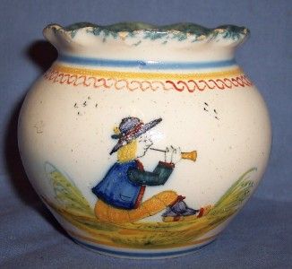   Henriot Quimper French Faience C19th Cache Pot, Trinke,t Vase, Eggcup