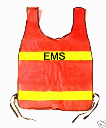 EMS EMT ORANGE REFLECTIVE TRAFFIC SAFETY VEST FITS ALL  