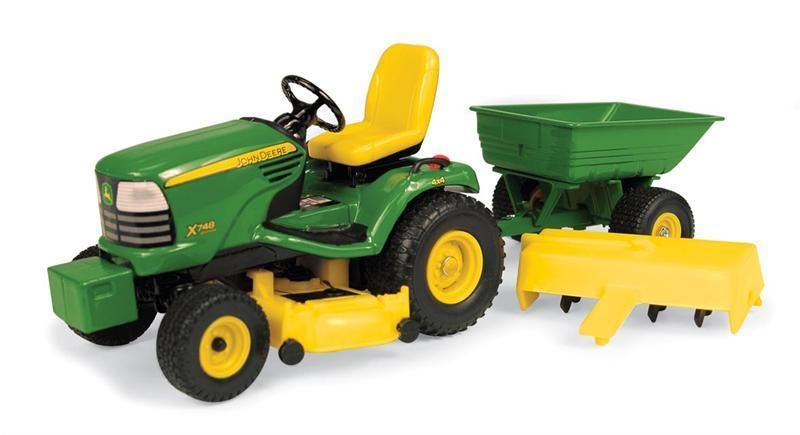 John Deere X748 Tractor with Tiller and Cart 116 Scale  