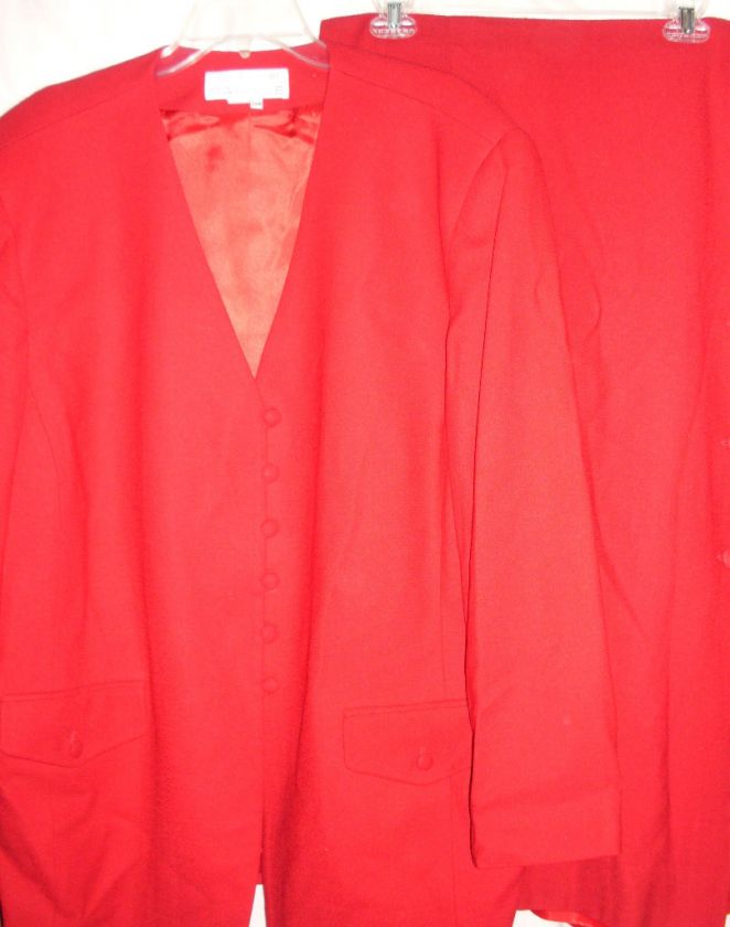 WOMENS RENA ROWAN SAVILLE 2 PC RED SKIRT SUIT  