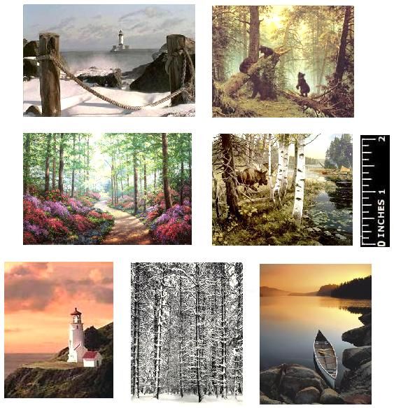 Big GLORIOUS LANDSCAPE ART SCENES~7 DOLLHOUSE Pictures  