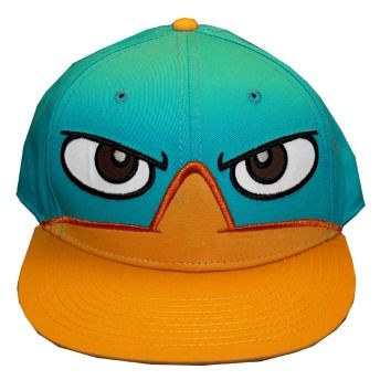 is a 100% cotton adult hat featuring an embroidered Perry The Platypus 