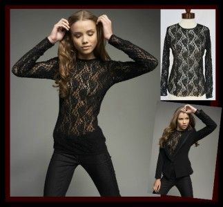   Jardin Stretch Lace Top L 10 12 14 UK 14 16 NWT $232 Tee Blouse  