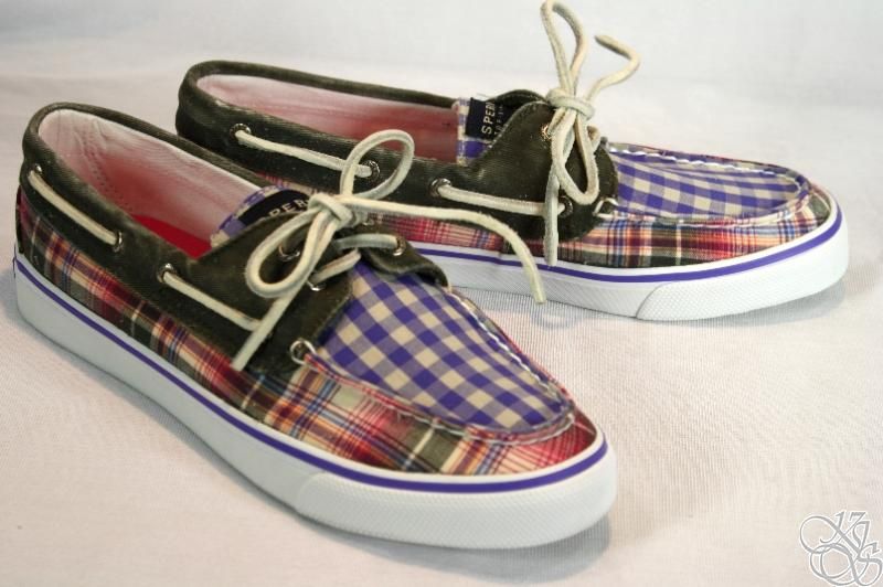 SPERRY Top Sider Bahama Green Madras Womens Boat Shoes  