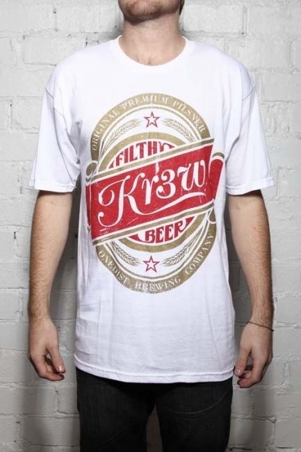 KR3W Denim Beers Regular Tee White Skateboard T Shirt  