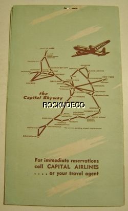 1947 PCA Capital Airlines Ticket & Folder Postcard Pennsylvania 