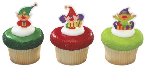 12 ELF cupcake PICKS party CHRISTMAS elves SECRET santa  
