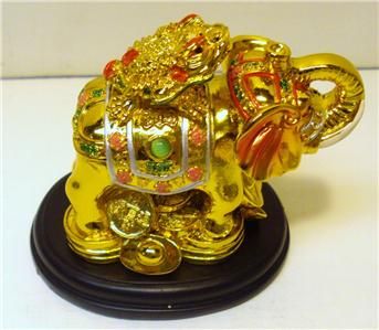   Gold Golden Feng Shui Elephant Money Coin Frog Toad Wealth NEW  