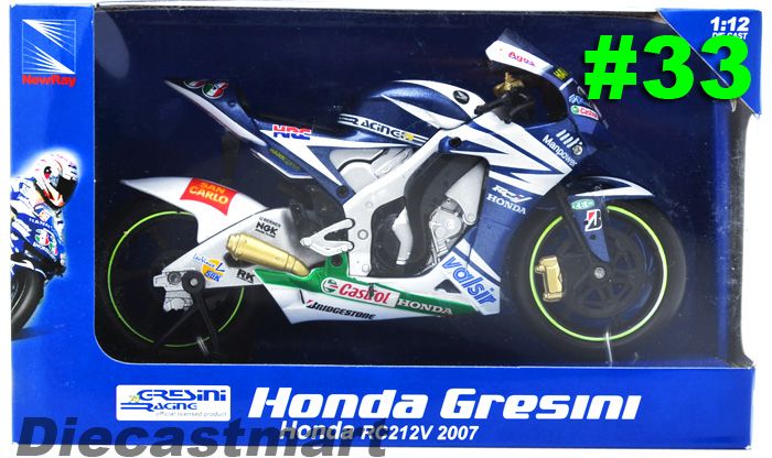 NEWRAY 112 MOTOGP 2007 HONDA GRESENI RC212V M MELANDRI NEW MOTORCYCLE 