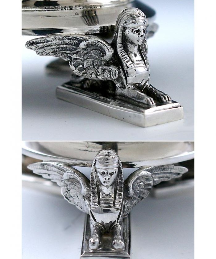 GORHAM EGYPTIAN REVIVAL SILVER SPHINX SALT CELLARS  