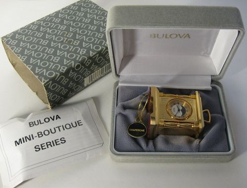 NIB Bulova Miniature Clock B0508 Chaperone Carriage Moonphase Lantern 