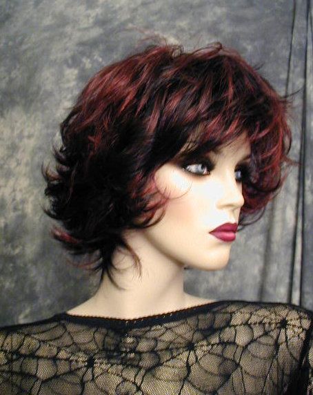 BLACK CHERRY SPIKEY SHORT MODERN WIG WIGS  