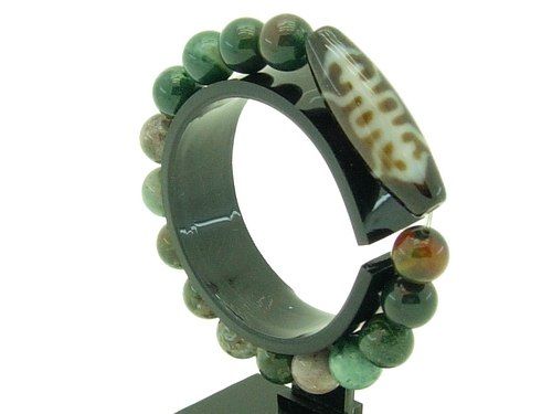 Prosperity And Longevity Dzi w 10Mm Bloodstone Bracelet  