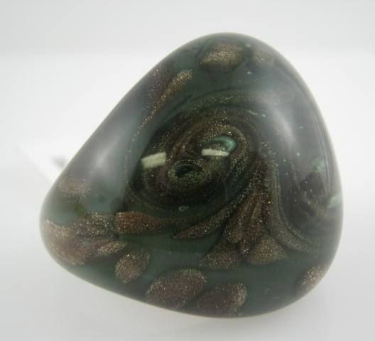 NWT HILARY LONDON Murano Glass Green & Gold Bomba Ring  