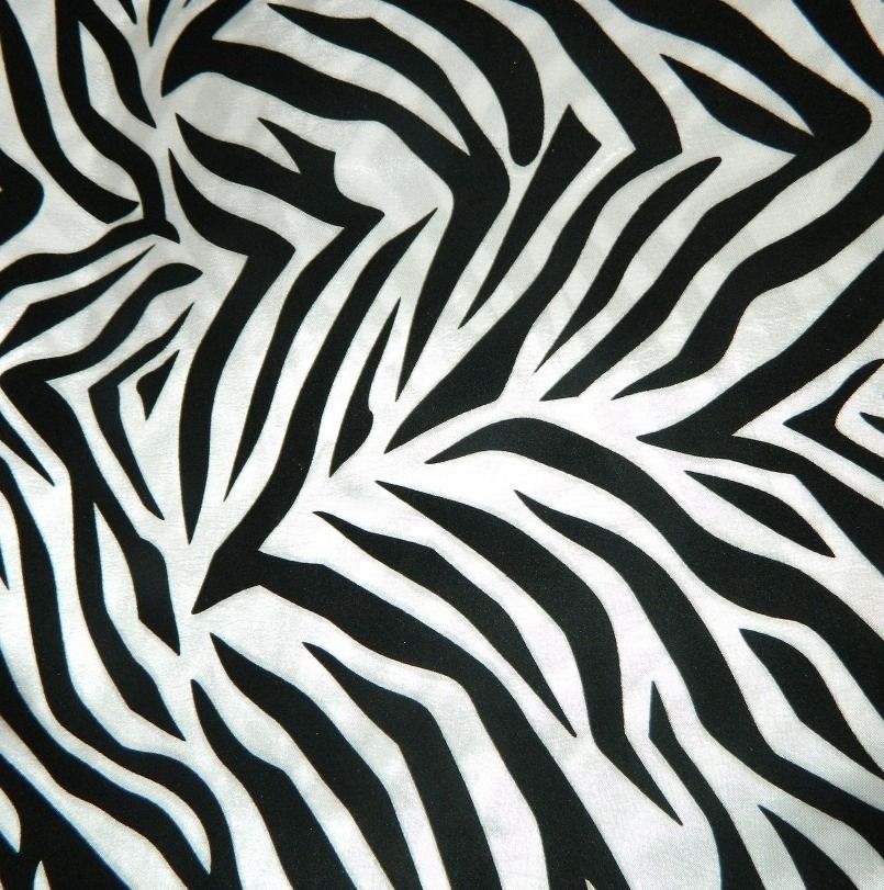 Taffeta White, Flocking Black  Zebra Fabric by the yard  