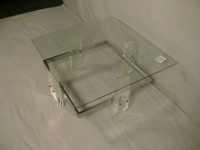 Mid Century Modern Lucite & Chrome Coffee Table (4187)r.  