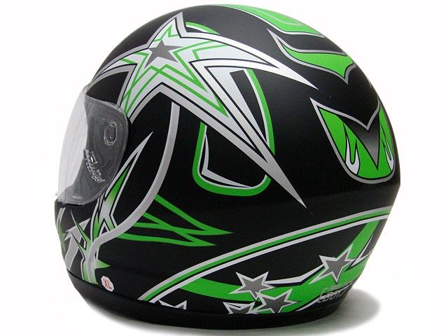 MATTE GREEN FULL FACE MOTORCYCLE HELMET SPORT STAR ~S  