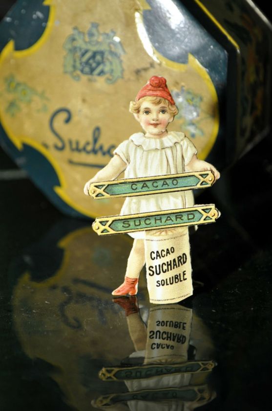 vintage ADVERTISING LITHO TIN BOX 1900s Victorian Scrap CACAO SUCHARD 