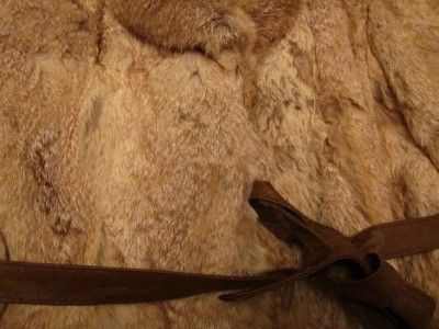 Vtg Opera Womens Super Soft Warm Rabbit Fur Rockabilly Belted Jacket 
