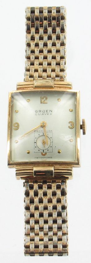 VINTAGE GRUEN DECO CURVEX Wadsworth 10K GF WATCH GOLD TONE NICE