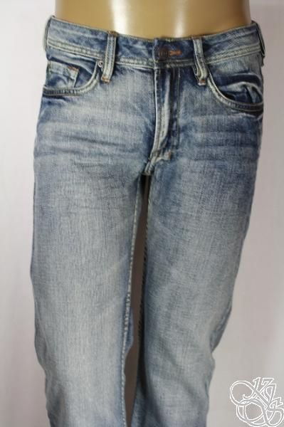 BUFFALO JEANS Driven Straight Leg Lightly Distressed Wash Denim Mens 