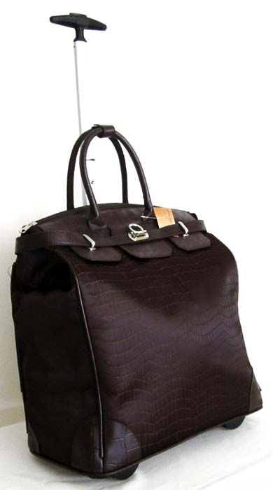 19 L Computer/Laptop Bag Tote Duffel Rolling Wheel Luggage Case Brown 