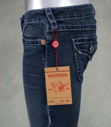 True Religion Jeans womens Joey Super T Storm rider *RARE* Blue Stitch 