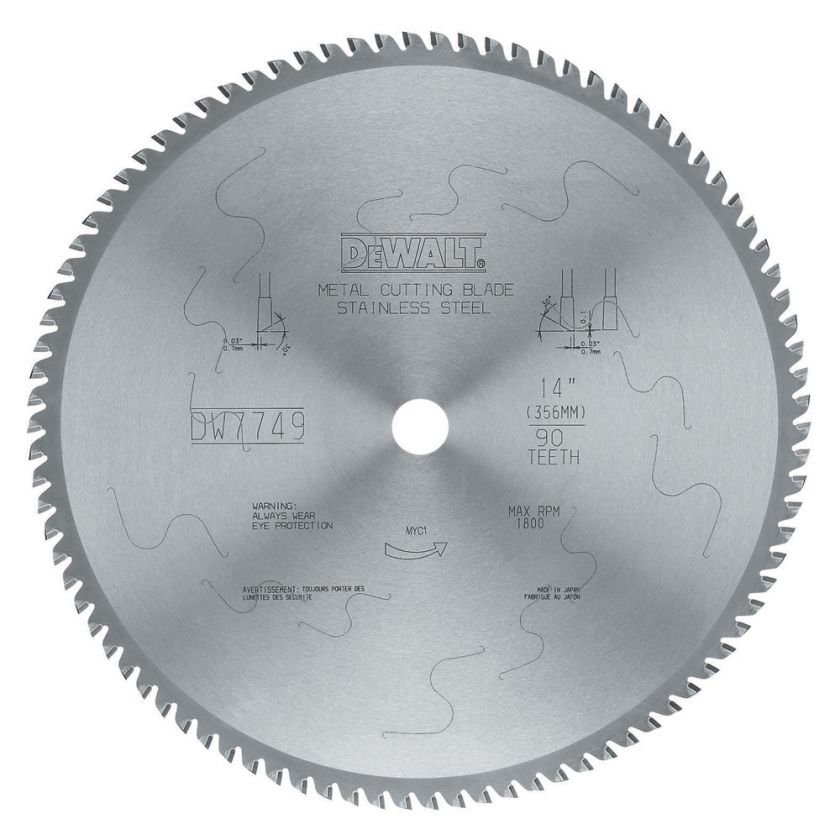   DW7749 14 inch Stainless Steel Cutting Saw Blade 028877345468  