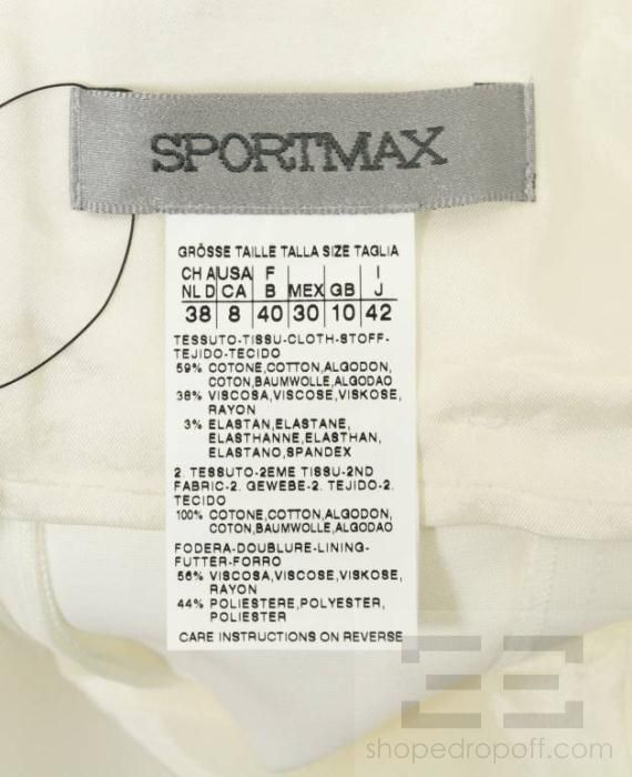 SportMax White Gathered Seam Sleeveless Sheath Dress Size US 8  