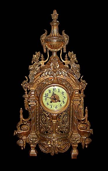 Pc. 19th C. French Victorian Gilt Bronze Clock & Candelabra Set