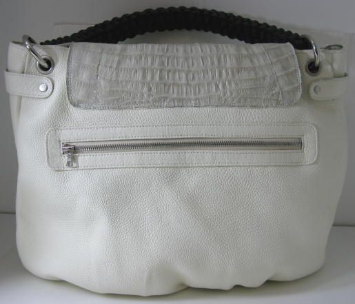 RJC COUTURE IVORY NEW CAVIAR LEATHER & CROCODILE BAG  