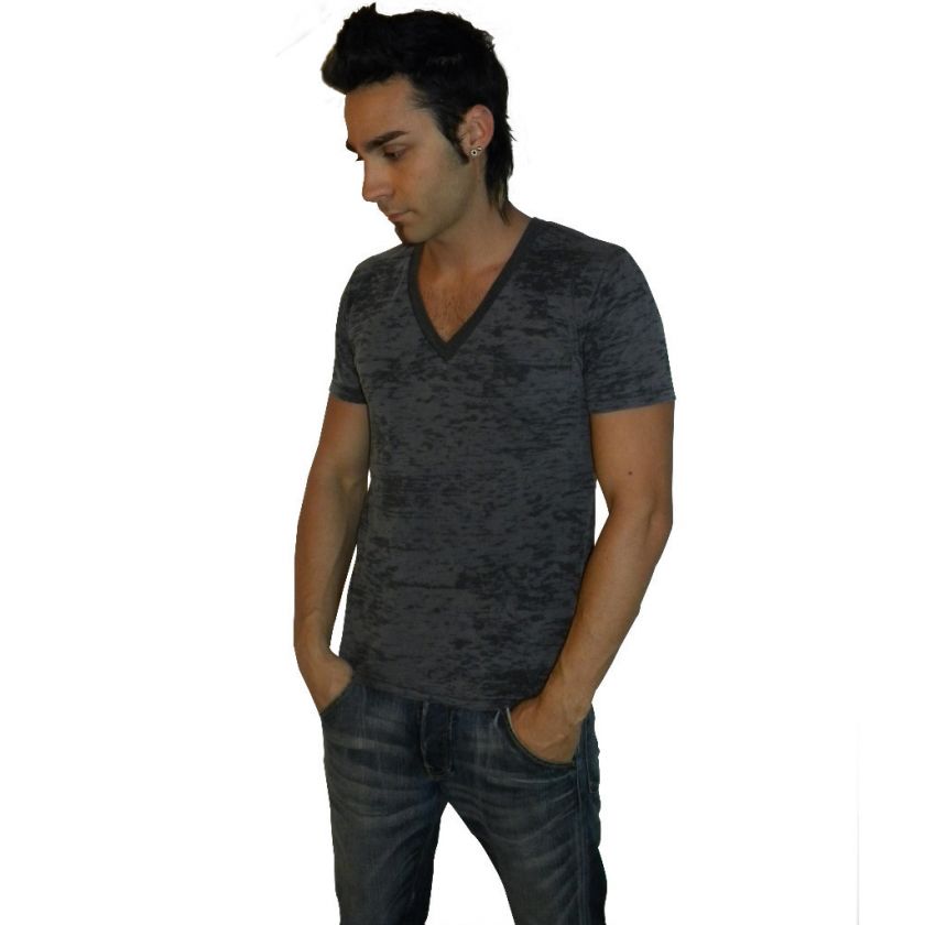 Mens Deep V Neck T Shirt with pocket  