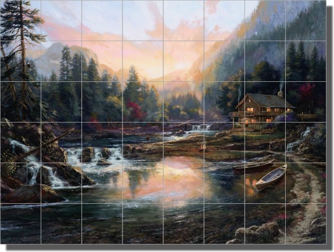 Mirkovich Cabin Wilderness Art Ceramic Mural Backsplash  