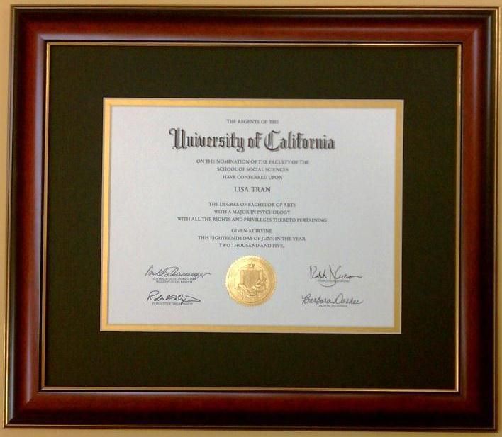 Diploma Mahogany red cherry Frame Mat University C55  