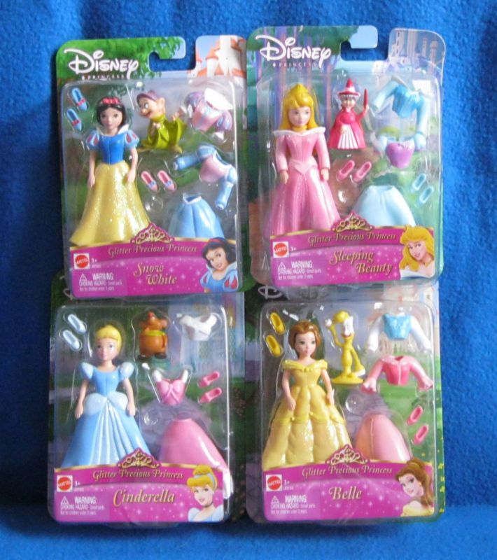 PRINCESS DISNEY GLITTER PRECIOUS PRINCESS SET OF 4 NEW  