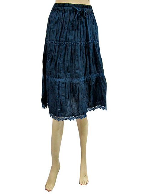  Skirt Boho Royal Blue Indian Designer Cotton Skirt Knee Lenght Skirt